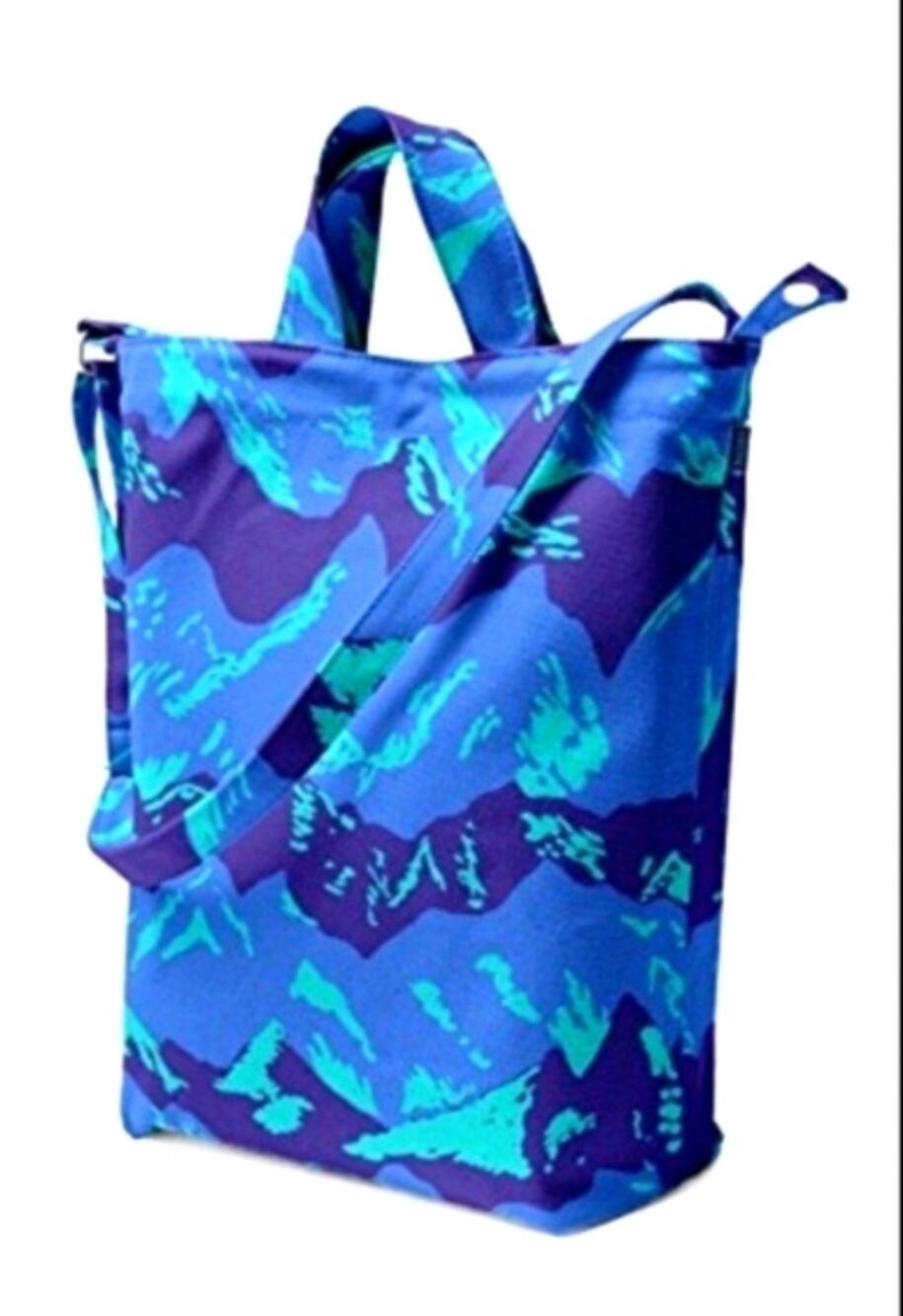 Baggu Cotton Canvas Blue Night Mountain Vertical Duck Bag Limited Edition Rare